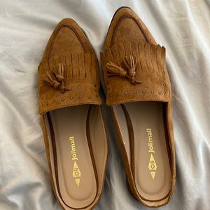 Suede mules with tassels